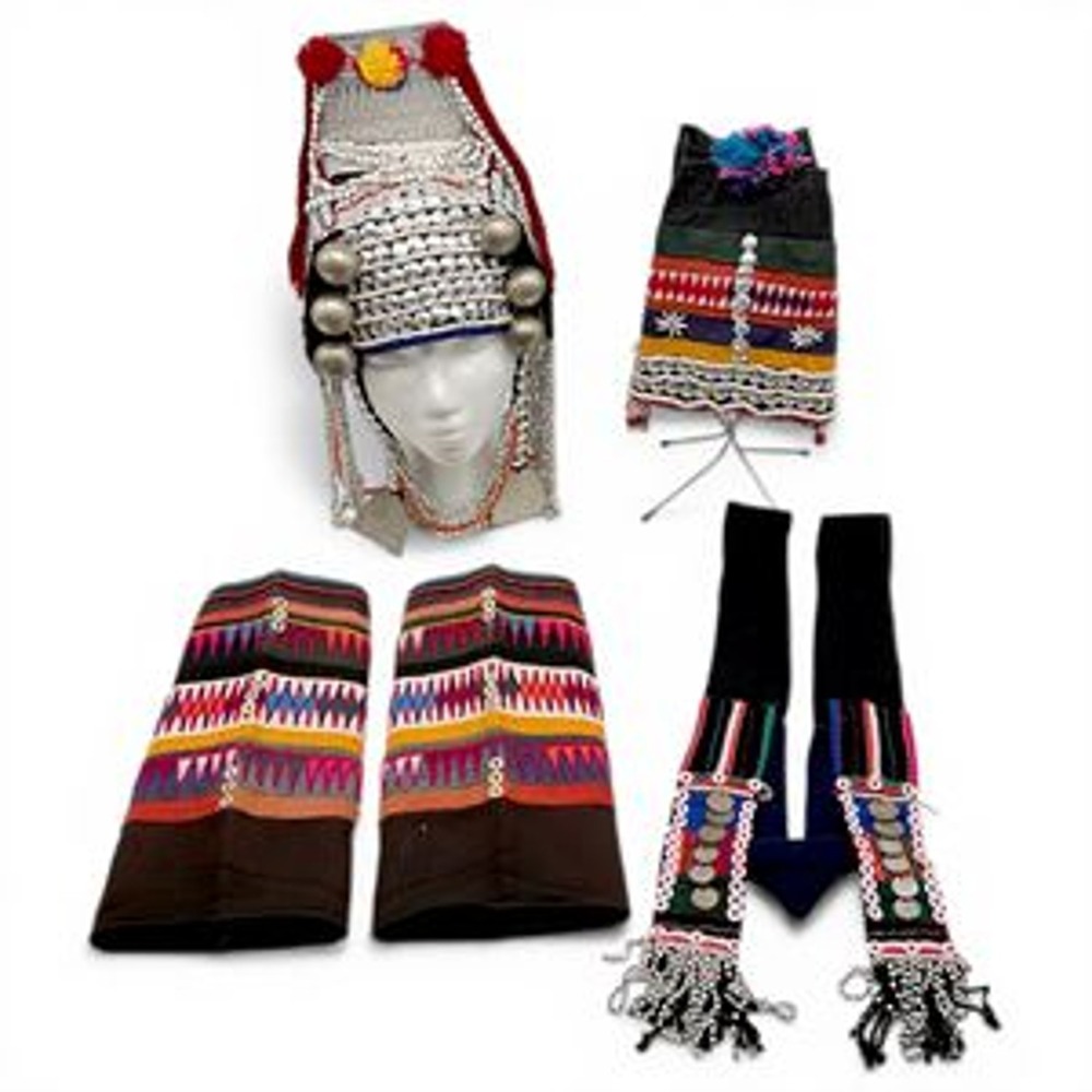 Traditional Thailand Akha Hill Tribe Ceremonial Costume Handmade Thai Folk Art